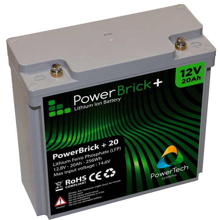 Batteria al litio impermeabile PowerTeck PowerTeck Powerbrick + 12V 20Ah -   - Tutti i sport nautici