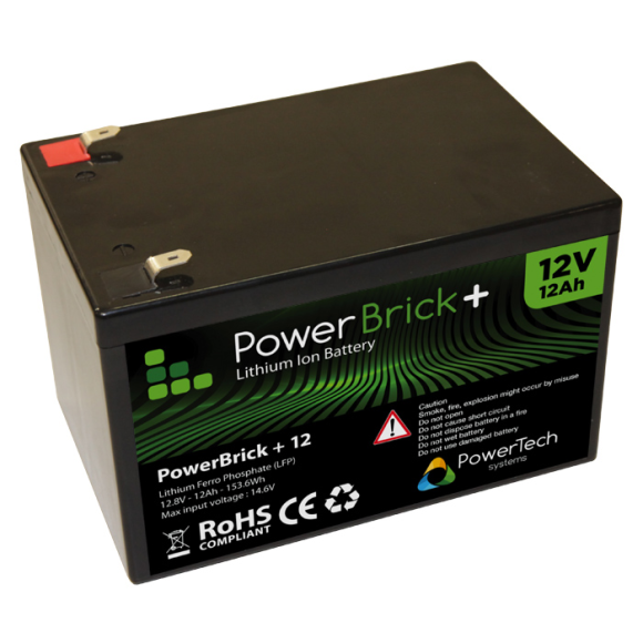 Impermeabile batteria al litio PowerTeck Powerbrick + 12V 12Ah