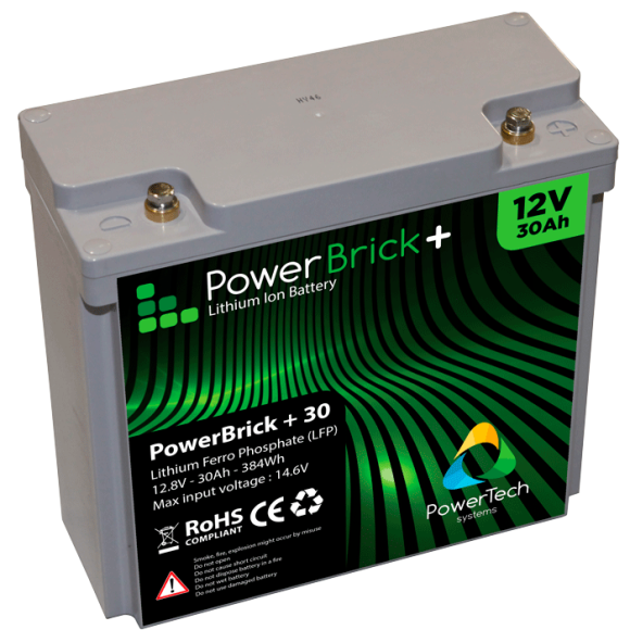Batteria al litio impermeabile PowerTeck PowerTeck Powerbrick + 12V 30Ah -   - Tutti i sport nautici