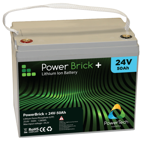 Batteria al litio impermeabile PowerTeck PowerTeck Powerbrick+ 24V 50Ah -   - Tutti i sport nautici