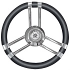 Volante barca Osculati poliuretano flessibile nero/acciaio inox 350 mm