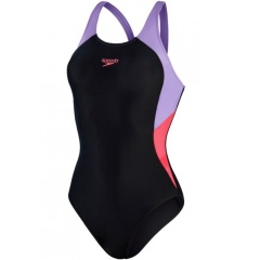 Costume da bagno donna Colourblock Splice Muscleback Speedo Black/Miami Lilac/Rasberry Fill - Taglia 42