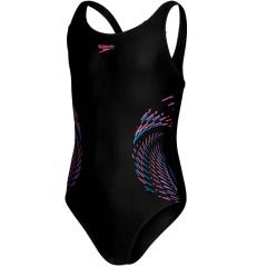 Costume da bagno Plastisol Placement Muscleback Speedo Black/Rose Violet/Bondi Blue - Taglia 12 anni