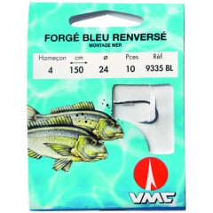 Forgiato, rovesciato, blu 9335 BL 150 cm Ami da pesca N°4 su Nylon 24/100