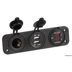 Voltmetro/Amperometro digitale - spina USB doppia - presa accendisigariOsculati