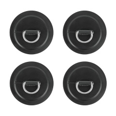 Pack 4 anneaux inox D-Ring avec patch Noir