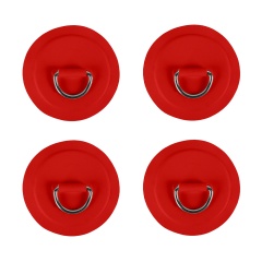 Pack 4 anneaux inox D-Ring avec patch Rouge