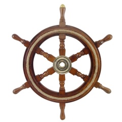 Ruota timone Décomarine con corda nautica e mozzo in ottone massiccio 