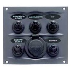 Pannello elettrico Marinco Compatto a 5 canali + accendisigari - Nero