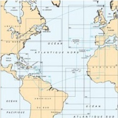 Carta nautica Shom ripiegata Oceano Atlantico