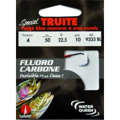 Fluorocarbon trota speciale forgiato, rovesciato, blu dentellata vernice 9333 BL 50 cm Ami da pesca N°6 su Filo da pesca fluorocarbon 20/100