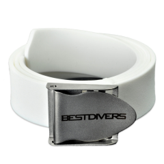 Cintura da immersione Best Divers in gomma bianca con fibbia in acciaio inossidabile