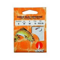 Forgiato, Rovesciato, Blu incollato con tacche e Vernice 9333 BL 50 cm Ami da pesca N°8 su Nylon 20/100