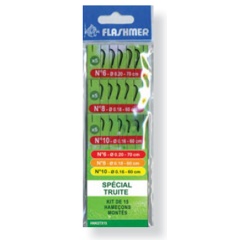 Kit di 15 Ami montati Trota speciale n. 6 + 8 +10