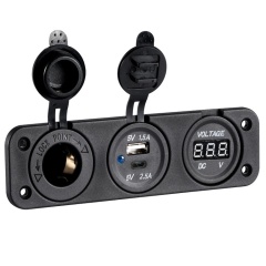 Multiple prise Osculati Voltmètre numérique prise USB et USB C prise allume-cigare