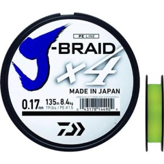 Filo trecciato da pesca Daiwa J Braid X 4 fili | 135 m Giallo 10/100