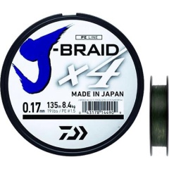 Filo trecciato da pesca Daiwa J Braid X 4 fili Verde | 135M 07/100
