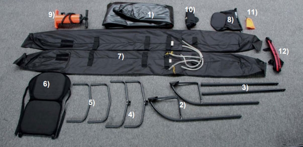 attrezzatura per kayak pieghevole